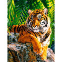 Тигр в джунглях Алмазная вышивка мозаика на картоне Molly