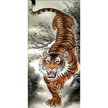 Тигр на охоте Алмазная вышивка мозаика Алмазная живопись АЖ-4127