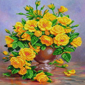  Желтые розы Канва с рисунком для вышивки бисером Конек 1391