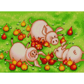  Свинки в грушах Канва с рисунком для вышивки бисером Конек 1394