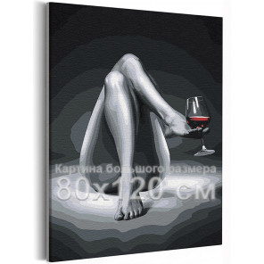  Девушка с бокалом красного вина 80х120 см Раскраска картина по номерам на холсте AAAA-RS354-80x120