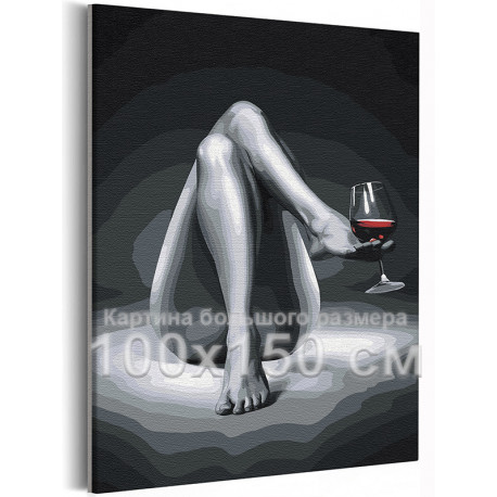  Девушка с бокалом красного вина 100х150 см Раскраска картина по номерам на холсте AAAA-RS354-100x150