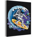 Космонавт - серфингист 60х80 см Раскраска картина по номерам на холсте с неоновой краской