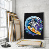 Космонавт - серфингист 75х100 см Раскраска картина по номерам на холсте с неоновой краской AAAA-RS399-75x100
