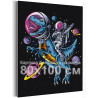  Космонавт и динозавр / Космос, планеты 80х100 см Раскраска картина по номерам на холсте с неоновой краской AAAA-RS408-80x100