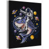  Космонавт на акуле / Космос, планеты Раскраска картина по номерам на холсте с неоновой краской AAAA-RS407