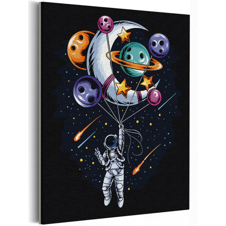  Космонавт, луна, планеты / Космос Раскраска картина по номерам на холсте с неоновой краской AAAA-RS409