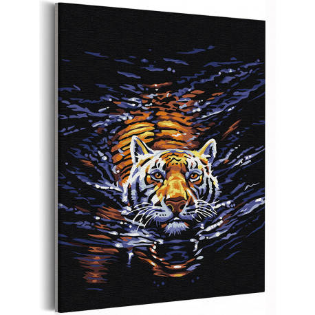  Плывущий тигр / Символ года / Животные Раскраска картина по номерам на холсте AAAA-RS263