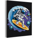  Космонавт - серфингист Раскраска картина по номерам на холсте с неоновой краской AAAA-RS399