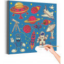  Космонавт и инопланетянин / Космос Раскраска картина по номерам на холсте с неоновой краской AAAA-RS383