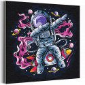 Космонавт на ракете / Космос Раскраска картина по номерам на холсте с неоновой краской