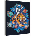 Космонавт на тигре / Тигр символ года 80х100 см Раскраска картина по номерам на холсте с неоновой краской