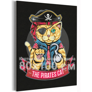  Кот пират / Коты / Животные 80х100 см Раскраска картина по номерам на холсте с неоновой и металлической краской AAAA-V0033-80x1