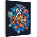  Космонавт на тигре / Тигр символ года Раскраска картина по номерам на холсте с неоновой краской AAAA-V0031