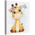  Жирафик с бабочкой / Животные Раскраска картина по номерам для детей на холсте AAAA-V0001
