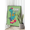  Динозаврик на скейте / Животные / Лето Раскраска картина по номерам на холсте с неоновой краской AAAA-P0002