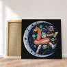  Космонавт с кружкой пива 80х80 см Раскраска картина по номерам на холсте с неоновой краской AAAA-V0017-80x80