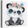  Панда с синими глазами в веночке / Животные 80х80 см Раскраска картина по номерам для детей на холсте AAAA-V0020-80x80