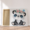  Панда с синими глазами в веночке / Животные 100х100 см Раскраска картина по номерам для детей на холсте AAAA-V0020-100x100