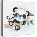  Две панды на ветке / Животные 80х80 см Раскраска картина по номерам для детей на холсте AAAA-V0025-80x80