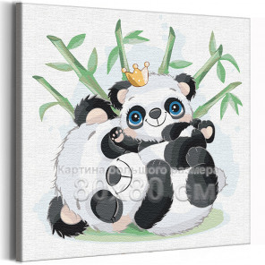  Две панды в зарослях бамбука / Животные 80х80 см Раскраска картина по номерам для детей на холсте AAAA-V0026-80x80