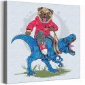 Яркий мопс на динозавре / Собаки / Животные Раскраска картина по номерам на холсте с неоновой краской AAAA-V0016