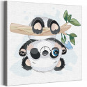  Панда вниз головой на ветке / Животные Раскраска картина по номерам для детей на холсте AAAA-V0024