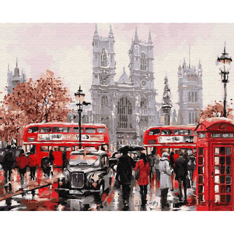  Лондонский транспорт Раскраска картина по номерам на цветном холсте Molly KK0768