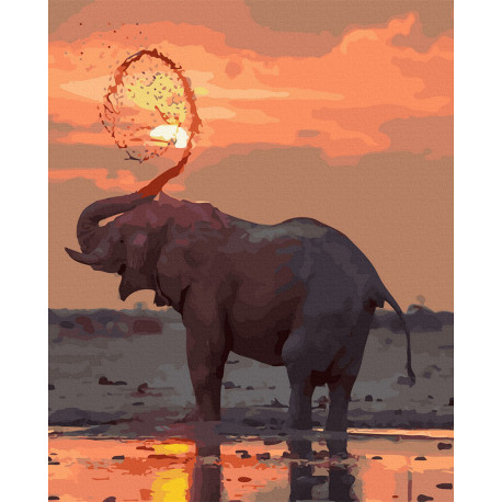  Африканский слон Раскраска картина по номерам на цветном холсте Molly KK0738