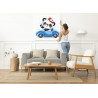 Пример в интерьере Панда в кепке в синей машине / Животные 100х100 см Раскраска картина по номерам для детей на холсте AAAA-V00