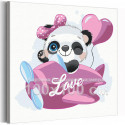 Панда девочка в самолете / Животные 100х100 см Раскраска картина по номерам для детей на холсте с неоновой краской