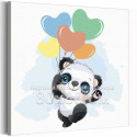 Панда с воздушными шариками / Животные 80х80 см Раскраска картина по номерам для детей на холсте