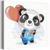  Панда с шариком и розочкой / Животные 80х80 см Раскраска картина по номерам для детей на холсте AAAA-V0075-80x80
