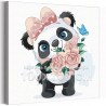  Панда девочка с розочками / Животные 100х100 см Раскраска картина по номерам для детей на холсте AAAA-V0076-100x100