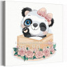  Панда с бантиком машет лапой / Животные 80х80 см Раскраска картина по номерам для детей на холсте AAAA-V0077-80x80