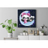 Пример в интерьере Панда девочка на луне / Животные 80х80 см Раскраска картина по номерам для детей на холсте с неоновой краско