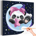  Панда девочка на луне / Животные Раскраска картина по номерам для детей на холсте с неоновой краской AAAA-V0078