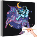  Космонавт на единороге / Космос, планеты Раскраска картина по номерам на холсте с неоновой краской AAAA-V0086