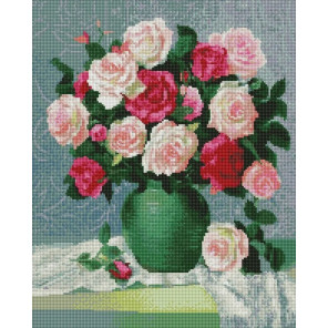  Букет из роз в зеленой вазе Алмазная вышивка мозаика Арт Фея UA512