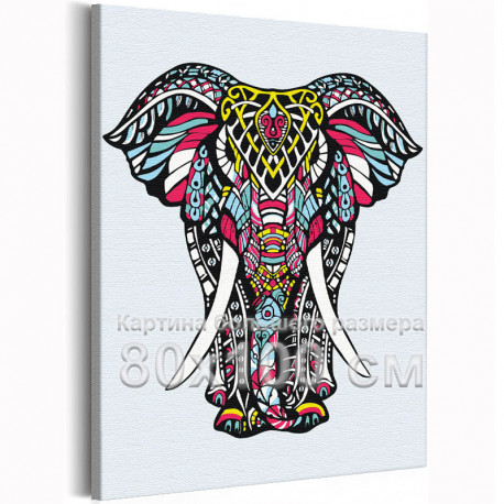  Индийский слон / Животные 80х100 см Раскраска картина по номерам на холсте с неоновой краской AAAA-V0038-80x100