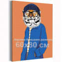  Модный тигр в шапке / Животные / Символ года 60х80 см Раскраска картина по номерам на холсте AAAA-V0007-60x80
