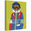Модный тигр в шапке с наушниками / Животные / Символ года 60х80 см Раскраска картина по номерам на холсте