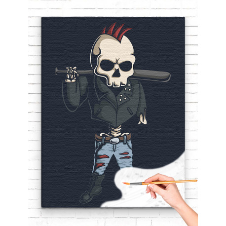  Скелет панк Раскраска картина по номерам на холсте AAAA-C0231