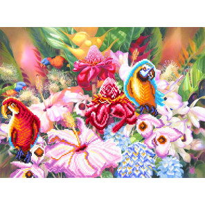  Цветущие тропики Ткань с рисунком для вышивки бисером Матренин Посад 4176