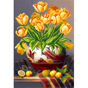  Тюльпаны Ткань с рисунком для вышивки бисером Матренин Посад 4100
