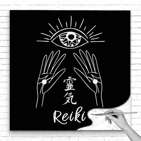  Руки, исцеление / Эзотерика / Йога, медитация на черном фоне Раскраска картина по номерам на холсте AAAA-C0311