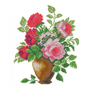  Розовый букет Ткань с рисунком для вышивки бисером Матренин Посад 4514