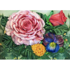  Цветочный этюд Набор для вышивки лентами Каролинка КЛ(Н)-4011