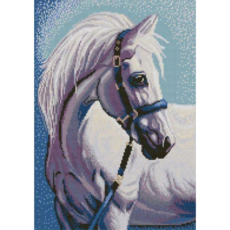  Белая лошадь Ткань с рисунком для вышивки бисером Конек 1304