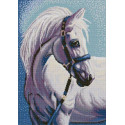 Белая лошадь Ткань с рисунком для вышивки бисером Конек